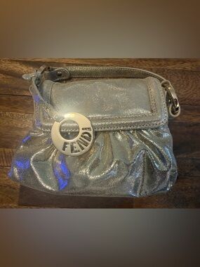 Fendi Mini Chef Bag Gold Glitter with Logo Disc
